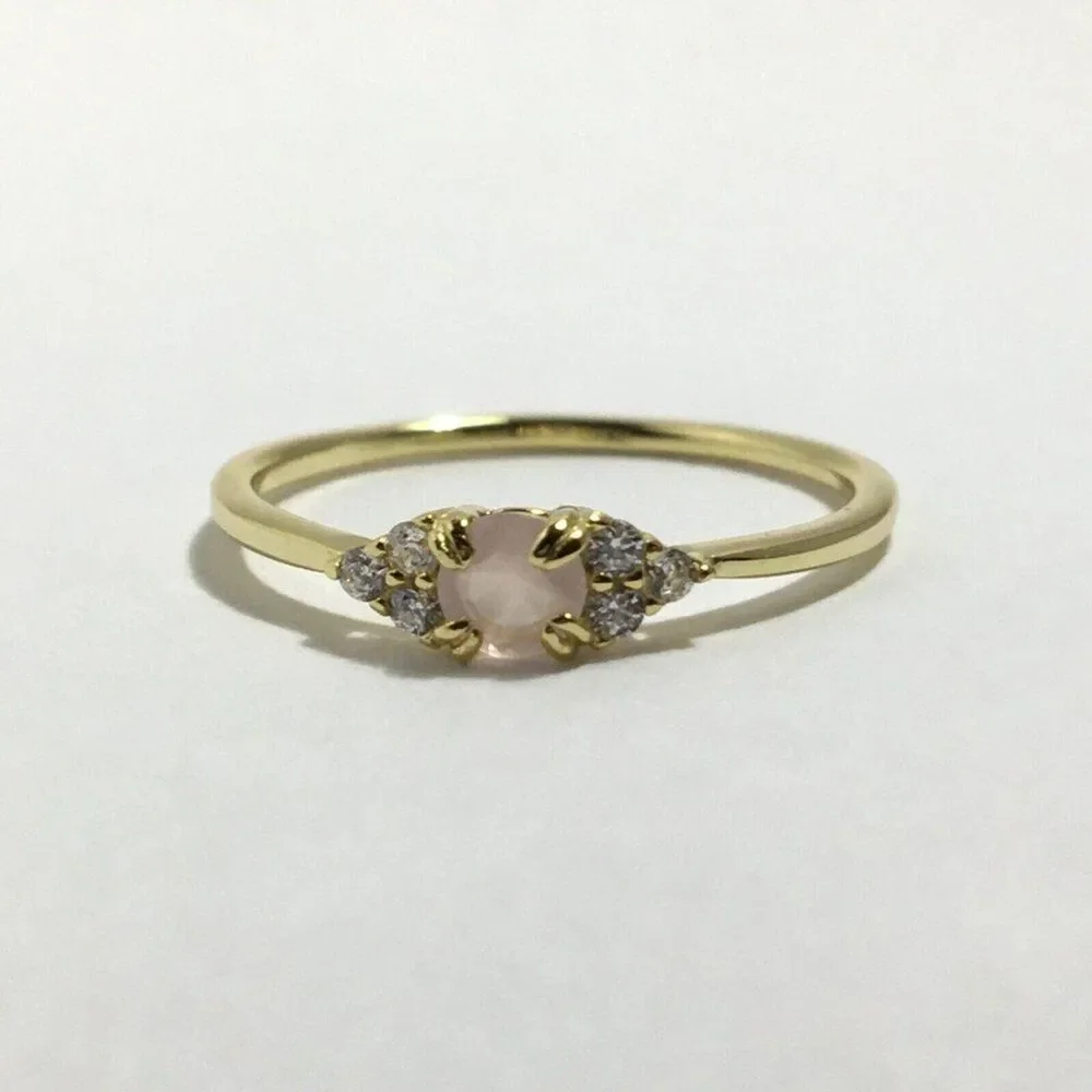 Sterling Silver Ring Size 7 Yellow Gold Plated Pink Lab Created Cubic Zirconia
